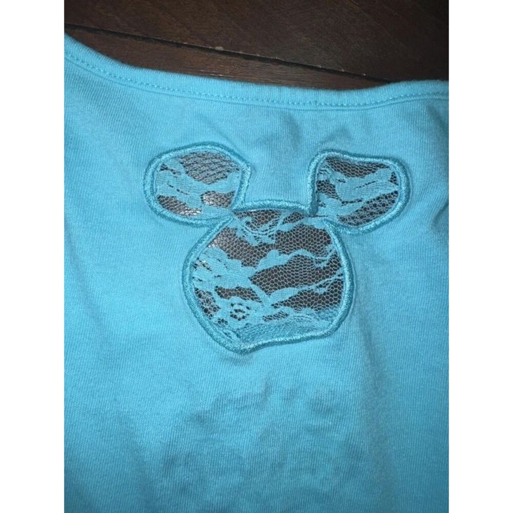 Disney Mickey Mouse Night Gown Size L-XL Back Lace Cutout Cute! Sleep Shirt Blue - Picture 6 of 6